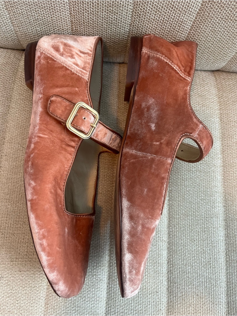 J McLaughlin Macayle pink velvet square toe Maryjane flats sz 7.5 - Picture 5 of 7